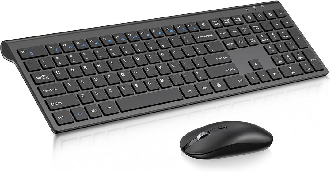 cimetech Wireless Keyboard and Mouse Combo, 2.4G USB Full Size Wireless Computer Keyboard and Adjustable Mouse for Computer/ Laptop/ PC/ Mac/ Windows - Black