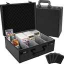 Graded Card Storage Box, Holds 170+ PSA/GMA Slabs or 680+ Toploaders, 4-Row Trading Card Storage Boxes for Sports Cards Fits 3"x4" 35pt Cards (Pure Black)