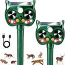 2Pack Upgraded Deer Repellent Devices Solar Ultrasonic Animal Repellent Outdoor with Motion Sensor Strobe Light for Squirrel Raccoon Rabbit Cat Bird Volume Control Keep Pests Out of Yard Farm