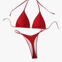 GORGLITTER Women's High Cut Thong Bikini Sets Halter Triangle Top Swimsuit Bathing Suit, Size S