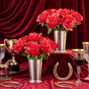 XunYee 18 Pcs Derby Day Party Decorations Horse Racing Centerpieces Run for the Roses Decor with 12 oz Mint Julep Cups Derby Roses Horse Race Party Supplies for Home Bar Restaurant Table