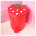 Strawberry Trash Can, 1 Gallon Desk Plastic Cute Trash Can Kawaii Small Srawberry Garbage Can for Bedroom with 5 Rolls Garbage Bag and 20 PCS 3D Cartoon Stickers(Random Style) (Red)