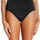 Maxine of Hollywood Women's High Waist Hipster Bikini Swimsuit Bottom (12, Black)