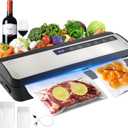 Vacuum Sealer Machine for Food, 80KPA Powerful 8-in-1 Automatic Vacuum Food Sealer with Dry & Moist Modes, Bag Storage, Cutter, Digital Countdown, 20 Pre-Cut Bags & External Air Suction Hose (Silver)