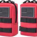 2 Pack Molle Pouches - Tactical Compact Water-Resistant EDC Pouch (Red)