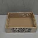 Movie Night Supplies Snack Trays with Handles Reusable Wooden Movie Gift Basket for Theater Popcorn Bowl Box Container Family Room Valentine's Day Decor (Rustic Wood)