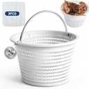 DeeprClean 8" Pool Skimmer Basket for Inground Pool with 3 Skimmer Socks & 316 Stainless Steel Handle, Weighted Skimmer Basket Replace for Pentair U-3 Pool Basket and Hayward SP1070 Pool Filter Basket