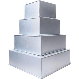 4 Tier Square Baking Pan Set Multilayer Birthday/Wedding Anniversary Cake Tins/Cake Pans/Cake Molds 6".8".10".12" - All 4" Deep