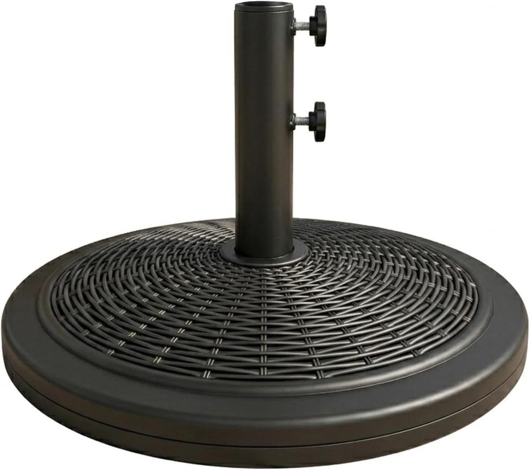 T&Jero 33 lb Round Heavy Duty Patio Market Table Umbrella Base Weight Stand Pre-Filled for Outdoor, Black