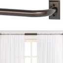 TANGWIN Bronze Wrap Around Curtain Rods 72 to 144 Inch:Blackout Heavy Duty Adjustable Long Window Curtain Rod Room Darkening,Modern Industrial Curved French Return Metal Drapery Rod Easy Install,Brown