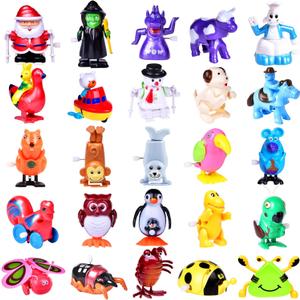 FUN LITTLE TOYS Wind Up Toys 25 PCs Assorted Animal Toys for Kid Party Favors, Pinata Filler Carniva Prizes Classroom Incentive Reward (Contents and Color May Vary)