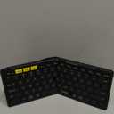 Samsers Full-Size Foldable Bluetooth Keyboard, KF08S Wireless Folding Keyboards with PU Leather Cover, Portable Travel for iPhone iPad Smartphone Tablet Laptop, Android Windows Mac OS, Black