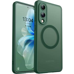 CANSHN Designed for Samsung Galaxy S25 Edge Case (2025) [Full Camera Protection] [Compatible with Magsafe] Translucent Matte Back Protective Phone Cover, Deep Green