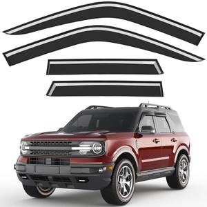 Outside-Mount Window Rain Guards Fit for 2021-2026 Ford Bronco Sport, Extra Durable Window Visors Wind Deflector Dark Smoke Vent Shades Car Tape-on with Thicker