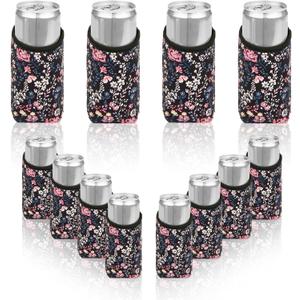 Beer Can Sleeves,8 Pcs Universal Slim Can Cooler Covers,Neoprene Can Sleeve Cover for 12 oz Slim Beer & Hard Soda Cans and Bottles,Beer Gifts Accessories for Christmas Parties