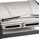 Cuisinart Grillster Portable Gas Grill, Stainless Steel Compact BBQ Grill with Locking Lid for Easy Transport, 8000 BTU Propane Grill with Dishwasher Safe Cooking Grate, Small Grill for Camping & BBQ