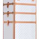 AROUS Rolling Makeup Train Case 4 in 1 Cosmetology Case on Wheels Large Storage Cosmetic Trolley with Key Salon Barber Case Traveling Cart Trunk,White