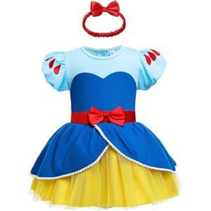 Princess Dresses Baby Girls Costume for Infant Romper Onesie Babysuit Birthday Christmas Halloween with Headband Size: 3-6Months (K28)