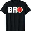 Funny Watermelon Bro Cute Summer Vacation Brother Sibling T-Shirt (Small, Black)