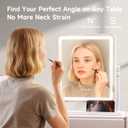 Vanity Mirror with Lights, Height-Adjustable & 360 Rotation, 1/10X Magnification, Three Color Lighting Modes, Makeup Mirror Smart Touch Control, Large Vanity Desk Mirror (17.5in,White)