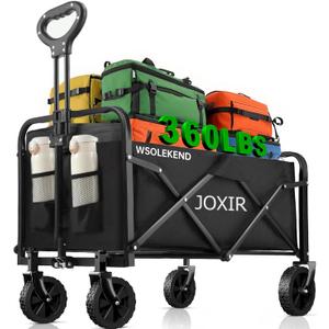 Collapsible Wagon Cart Foldable 360lbs Capacity, Lightweight Portable Beach Wagon, Shopping Carts with Wheels for Grocery, Camping, Shopping, Beach, Fishing, Garden Cart (120L)