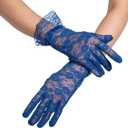 3 x ALVOGIMOR Lace Gloves for Women Wedding Tea Party, Evening Short Courtesy Gloves for Opera,1920s Party,Costume Accessory (Blue)