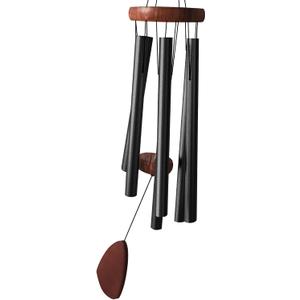 Wind Chimes for Outside with Wood Wind Catcher, 37 Inches Large Aluminum Windchimes Outdoors for Patio Decoration & Zen Atmosphere, Best Gifts for Mom(Black)