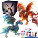 SOLDAY Painting Dragon Toys Kits for Kids Arts and Crafts Ages 3 6 5 7 9 12 Boys Girls to Make Your Own Paintable Figurines Birthday Party Supplies - 2 Dragons