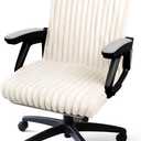 AELS Faux Fur Striped Office Chair Cover, Desk Chair Cover Computer Office Chair Covers - Fits Desk Chair/Armchair, Soft Breathable Fabric - Washable & Removable for Home & Office, Beige