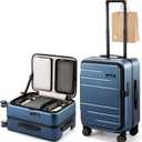 LUGGEX Carry On Luggage Top Opening, FLA Aluminum Frame Trunk Style Luggage, Polycarbonate Hard Shell Suitcase (FX-Enhance, Blue, 20 Inch, 38L)