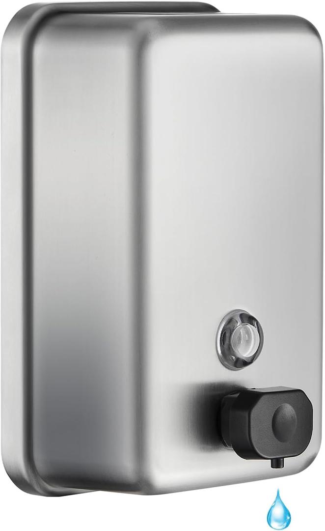 Commercial Wall Mount Soap Dispenser - Stainless Steel Bathroom Hand Soap 38.8oz Liquid - Anti-Leak Pump and Large Capacity Brushed Refillable (1100ml)