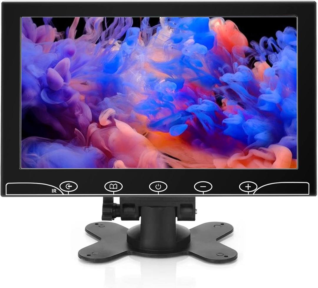 10.1 Inch Small Monitor, Raspberry Pi Screen Built-in Speakers, Mini Display 1024 x 600, 60 Hz, 5ms, IPS Screen Display w/Remote Control, HDMI VGA AV BNC Input, Computer Monitor