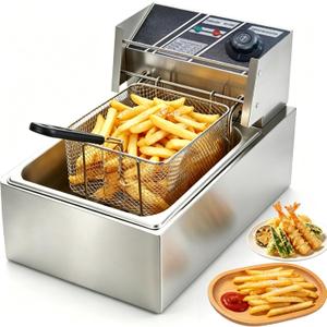 Electric Deep Fryer with Basket, Stainless Steel, 10.5Qt
Oil Deep Fryer for Home & Commercial Countertop, High Power, Adjustable Temperature Control