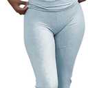 ZFLM Casual Workout Two Piece Outfits for Women Short Sleeve Crop High Waist Foldover Flare Pants Tracksuit Sets Streetwear, XL