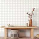 Cohoo Home Plaid Peel and Stick Wallpaper Boho Plaid Contact Paper for Cabinets 17.3inW 197inL Checkered Neutral Contact Paper Self Adhesive Removable Wallpaper for Bathroom Nursery Waterproof