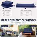Leinuosen 3 Pcs Outdoor Chair Cushions Set 44 x 19 Inch Loveseat Waterproof Patio Furniture Love Seat Pad Cushions with Ties for Square Settee Indoor Sofa Wicker Couch Bench(Navy Blue)