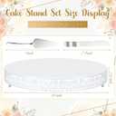 18 Inch White Cake Stand Set Metal Round Cupcake Dessert Stand with Cake Cutting, Flower Spatula Wedding Cupcake Pastry Display Candy Holder Display for Wedding Party Birthday Baby Shower