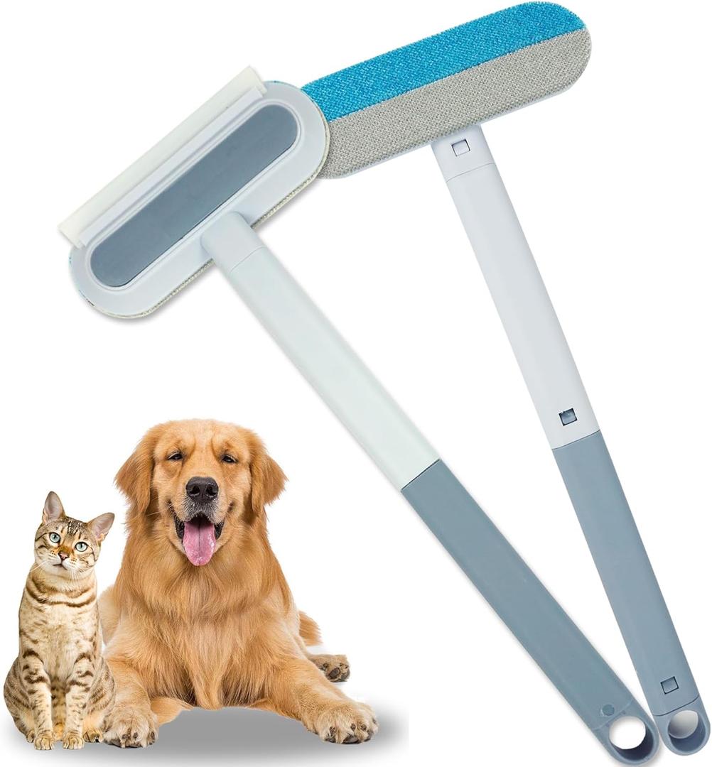Pet Hair Remover Set – Removes Pet hair from Carpets, Furniture & Car Seats For Cat & Dog, includes 4-in-1 Magic Brush (Extended Handle) & a Electrostatic cat Hair Remover Glove
