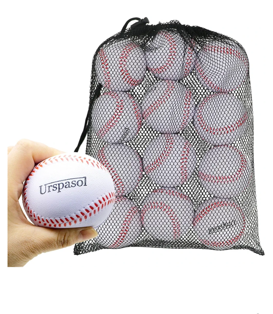 Urspasol Foam Baseballs Soft Baseballs 12 Pack with Mesh Bag for Youth Teenager Players Training Ball Sporting Batting Ball Safety Hitting and Fielding Indoor Outdoor Play