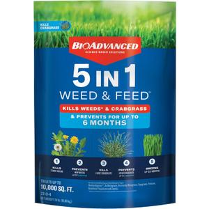 BioAdvanced 5 In 1 Weed and Feed, Granules, 24LB (10000 Square Feet)