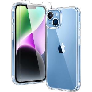 FNTCASE Clear Case for iPhone 14 iPhone 13 Phone Case Transparent | Military Grade Drop Protection, Anti Yellowing, Slim, Cell Phone Cover, Rugged, Shockproof, Protective Bumper