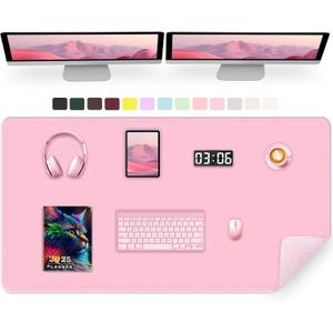 47.2" x 23.6" Large Desk Pad - Non-Slip PU Leather, Waterproof Writing Mat for Keyboard & Mouse, Fairy Tale Pink