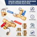 Isolator Tankless Water Heater Valve Kit - Premium 8-Piece All-Brass Flushing & Installation Set for Easy DIY or Pro Use in Garage, Basement, with Pressure Relief Valve (3/4" to 1/2" NPT)