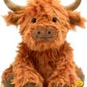 Highland Cow Stuffed Animal Farm Toy, Realistic Highland Cow Plush, Scottish Cow Plush Toy, Farm Animal Cattle Plush Decor Gifts for Adults Kids Baby Girls Boys (Brown2)