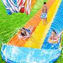 Sloosh 22.5ft x 82in Waves Triple Lawn Water Slide,Heavy Duty Lawn Water s with 3 Body Boards and Slip Sprinkler for Kids Adults Backyard Summer Outdoor
