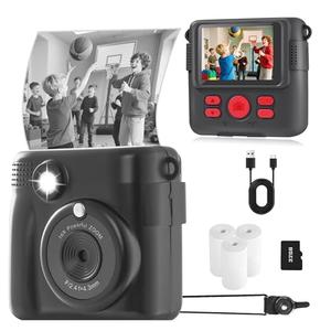 Kids Camera Instant Print, Safe Toddler Camera, 2.4 Inch Screen, 1080P with 16X Zoom, 32GB TF Card for 4 5 6 7 8 9 10 Year Old Girl & Boy Birthday Gifts, Black