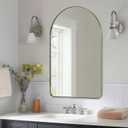 ANDY STAR Arched Mirror, 22" x 35" Brushed Nickle Bathroom Mirror in Stainless Steel Metal Frame, Arch Top Rounded Corner 1" Deep Set Design Wall Mount Hangs Vertical