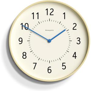 NEWGATE Plywood Round Clock - Modern Scandi Style - Arabic Dial (Blue Hands) - Kitchen & Living Room