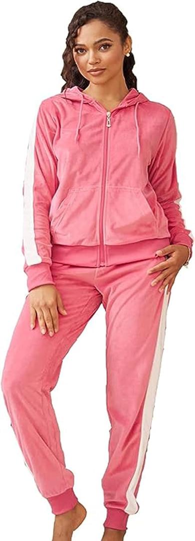 Yasumond Velour Tracksuit Womens 2 Pieces Joggers Outfits Jogging Sweatsuits Set Soft Sports Sweat Suits Pants (X-Large)