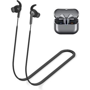 Anti-Lost Strap for Galaxy Buds 3 Pro Ultra Strong Sports Soft Silicone Lanyard Accessories Compatible with Samsung Galaxy Buds Pro 3 Neck Rope Cord(Black)